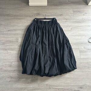 Madewell Poplin Smocked Bubble Midi Skirt Size XL Black